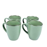 طقم سفرة سيراميك أنيق بلون أخضر زيتي - 16 قطعة