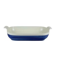 صينية فرن سيراميك مستطيلة – بخطوط زرقاء
