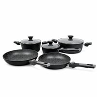 طقم قدور توقنانا الإيطالي – 8 قطع جرانيت بمقابض قا...