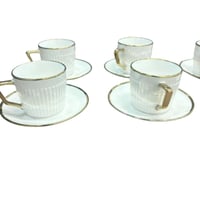 طقم فناجيل قهوة سيراميك فاخر – 6 قطع بحواف ذهبية