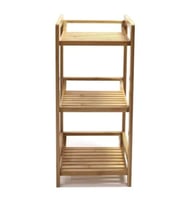 رف طويل من الخيزران يوفر مساحة تخزين واسعة بفضل تص...