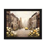 لوحة شارع المدينة الهادئة – اطار اسود فاخر