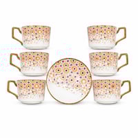 طقم فناجين قهوة مزخرف مع صحون عدد 6