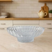 وعاء تقديم زجاج شفاف بتصميم مزخرف أنيق