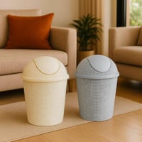 سلة نفايات بلاستيكية بغطاء دوار