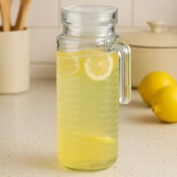 إبريق زجاجي شفاف بتصميم مموج وغطاء محكم