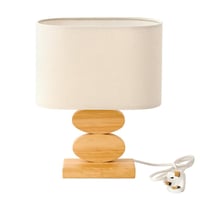 مصباح طاولة ديكوري بقاعدة حجرية الشكل وغطاء قماشي...