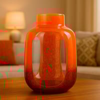 مزهرية ديكور زجاجية بلون برتقالي عصري