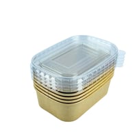 علبة طعام ورقية مستطيلة بغطاء شفاف محكم