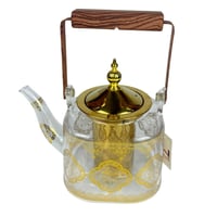 ابريق شاي مزخرف بلذهبي سعة 1.1 لتر