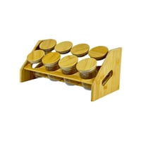 طقم بهارات بغطاء خشبي مع حامل من الخيزران – 8 عبوا...