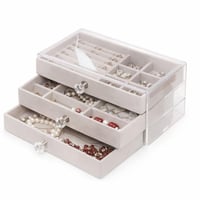 منظم مجوهرات فاخر متعدد الادراج بغطاء شفاف