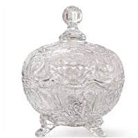 وعاء تقديم زجاجي فاخر بغطاء وقاعدة أنيقة