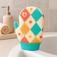 ليفة استحمام ناعمة بنقشة قلوب وألوان باستيل