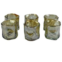 طقم كاسات زجاجية مضلعة بلون كهرماني - 6 قطع