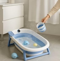طقم استحمام أطفال 8 في 1 قابل للطي مع شاشة حرارة ر...