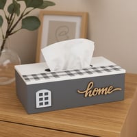 علبة مناديل خشبية بتصميم منزلي