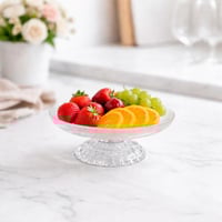 صحن تقديم زجاجي بقاعدة مرتفعة مزخرف