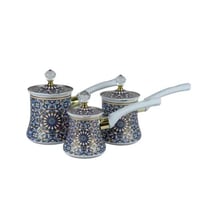 طقم ركوة بورسلان فاخر بنقشة شرقية – 3 قطع