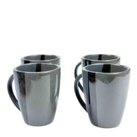 طقم سفرة سيراميك عصري 16 قطعة – تصميم رمادي بخطوط...