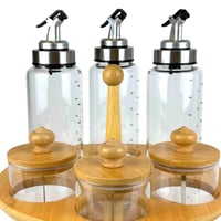 طقم توزيع التوابل والزيوت بتصميم دوار