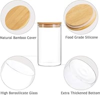 طقم علب تخزين زجاجية بأغطية خشبية وقاعدة عرض فضية...