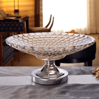 صحن فواكه أنيق – زجاجي مع قاعدة معدنية – لتقديم ال...