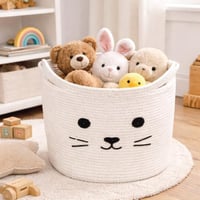 سلة تخزين قماش بشكل قطة للاطفال