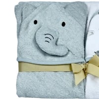 طقم مناشف أطفال بغطاء للرأس – تصميم حيوانات