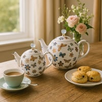 براد شاي تركي بطبعات ورد و فراشات