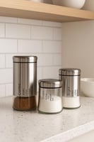 طقم علب تخزين زجاجية بغطاء ستانلس ستيل