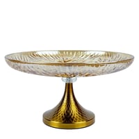 صحن تقديم فاخر بقاعدة ذهبيّة منقوشة