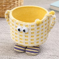 سلة تخزين كروشيه للاطفال بتصميم كرتوني