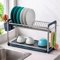 رف تجفيف صحون من الستانلس ستيل بطابقين