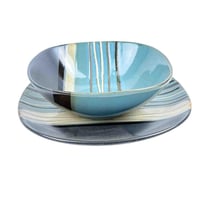 طقم سفرة سيراميك عصري مكون من 16 قطعة – ألوان مخطط...