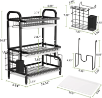 رف تجفيف إيزي لايف ثلاثي الطبقات الأسود