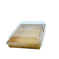 علبة طعام كرافت مستطيلة مع غطاء شفاف 10 قطع