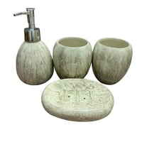 طقم أدوات حمام سيراميك فاخر بنقشة رخامية