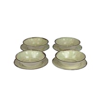 طقم سفرة ميلامين 16 قطعة – أخضر زيتوني بحواف بنية