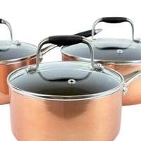 طقم قدور طبخ أنيقة بلون نحاسي مع مقابض-3 قطع