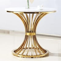 طاولة قهوة مستديرة بقاعدة ذهبية