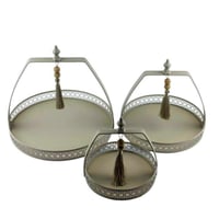 طقم تقديم حلويات مزخرف ثلاث احجام دائريه بشكل جذاب