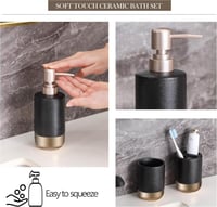 طقم إكسسوارات حمام سيراميكي 4 قطع – أسود مع قاعدة...