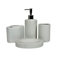 طقم إكسسوارات حمام سيراميك مخطط – 4 قطع