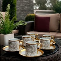 طقم اكواب مزخرفة ـ 6 اكواب مع سيسر