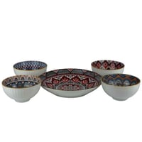 طقم تقديم سيراميكي مزخرف - 5 قطع متنوعة