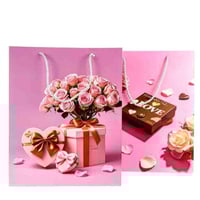 أكياس هدايا بطابع رومانسي بطباعة ورود وعلب هدايا