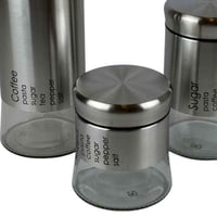 طقم علب تخزين زجاجية بغطاء ستانلس ستيل