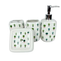 طقم حمام سيراميك مزخرف بنقش الصبار