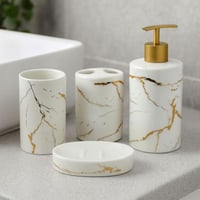 طقم إكسسوارات حمام فاخر بتصميم رخامي